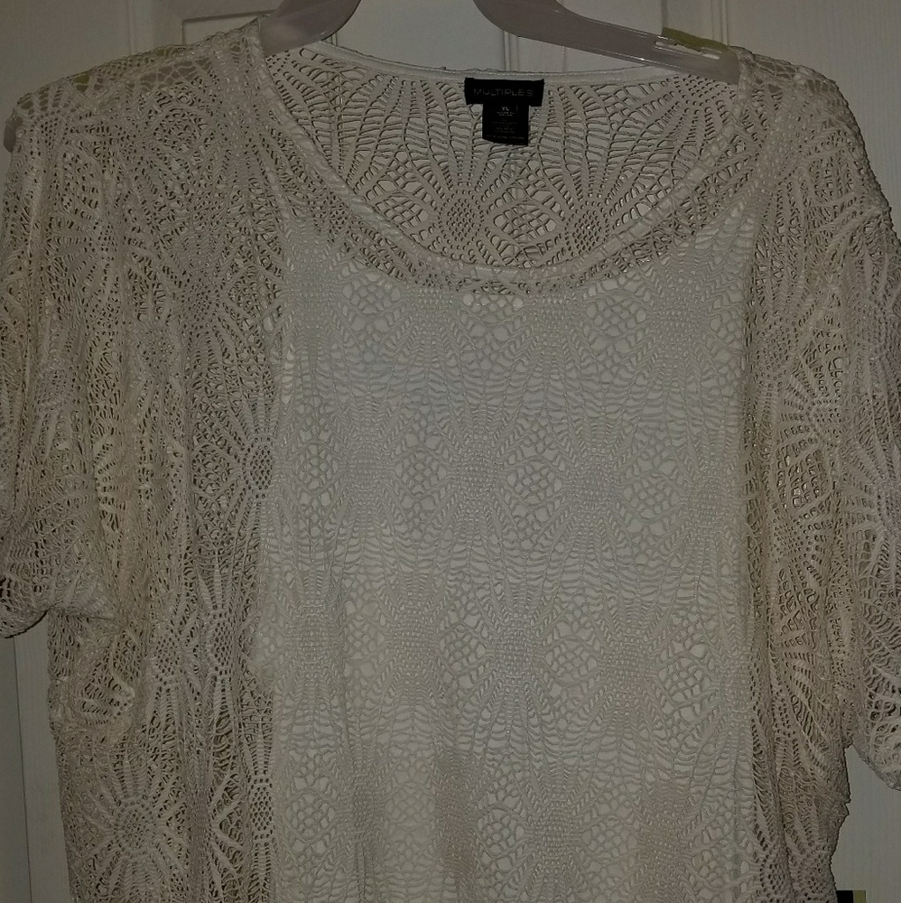 Lace off white shirt and tank combo